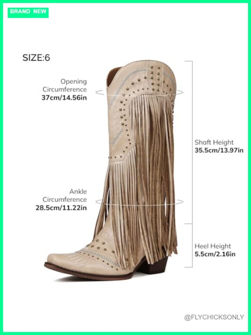 Fringe Knee-High Cowboy Boots Pointed Toe Chunky Heel Pull-On Western Boots - Picture 5 of 6